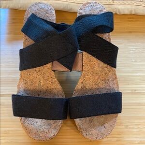 Lucky Brand Marinah Wedge Black Platform Sandals